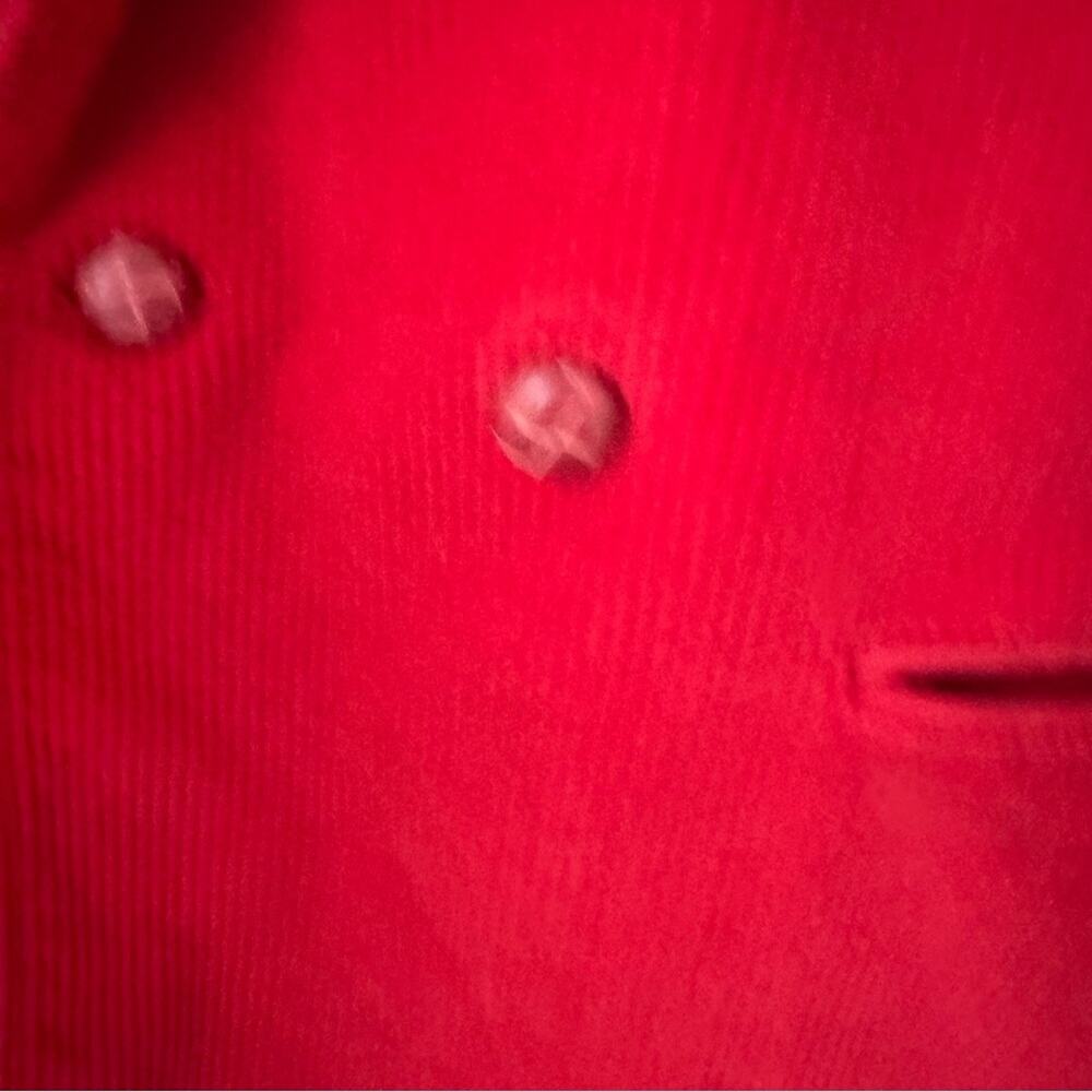 Y2K Red Corduroy Blazer Structured Jacket Front Pockets 90s Retro Office Size 14 - Picture 3 of 10
